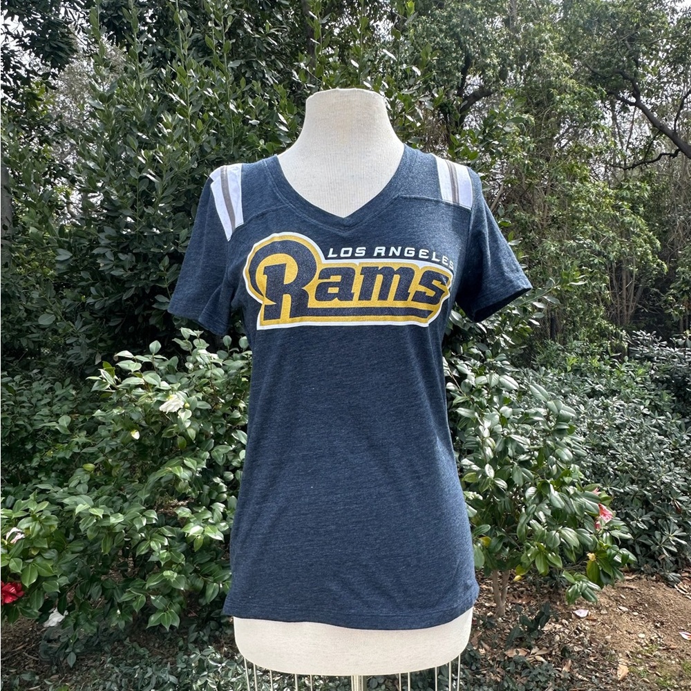 NFL Los Angeles Rams Navy and Yellow Short Sleeve Women's Tee